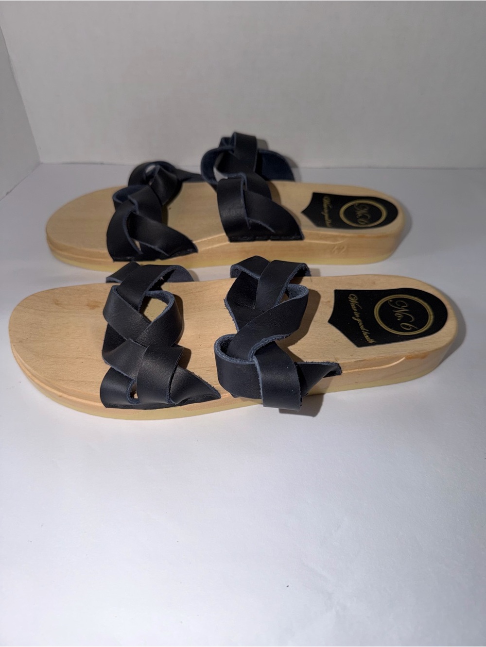 NWOB No. 6 Braided Leather Slide Double Strap Sandals in Indigo